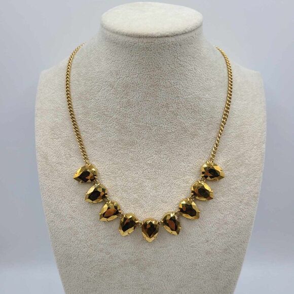 J Crew Teardrop Gold Stone Statement Necklace - Picture 3 of 8